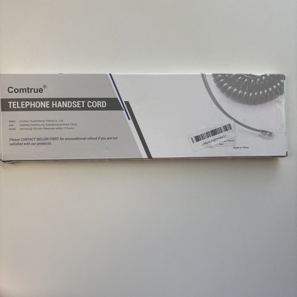 Comtrue Telephone Phone Cord, Handset Black,5 Pack, Universal NEW in box